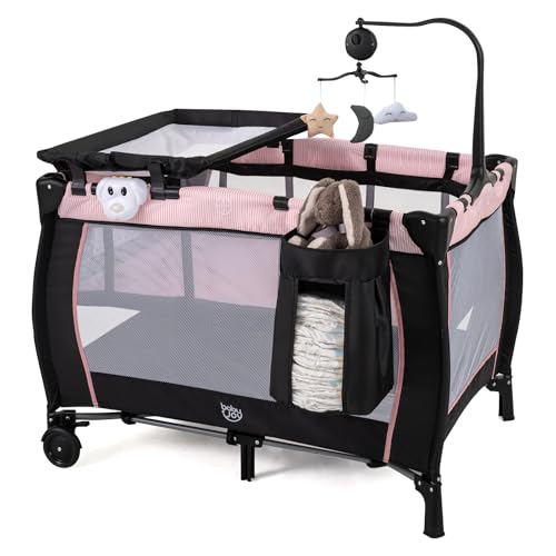 BABY JOY 3 in 1 Pack and Play, Portable Baby Playard w/Bassinet